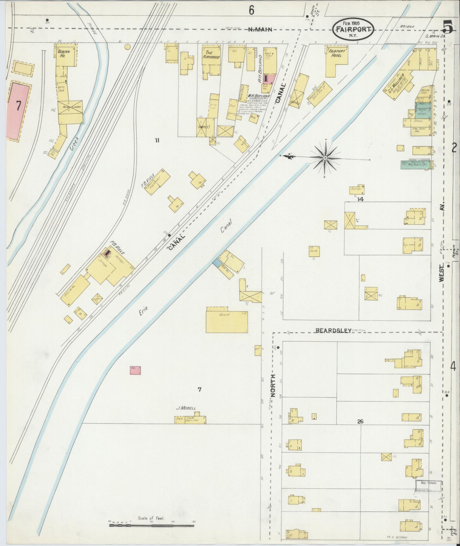 Sanborn Fire Insurance Map from Fairport, Monroe County, New York (1905), Sheet #0005 - Complete Map Set gallery image, historic Sanborn map, vintage wall art, New York New York