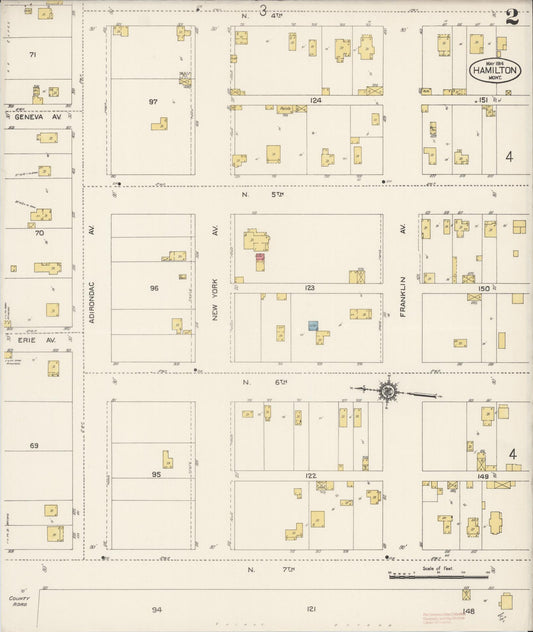Sanborn Fire Insurance Map from Hamilton, Ravalli County, Montana (1914), Sheet #0002 - Historic Sanborn Fire Insurance Map Print, vintage old map wall art, antique decor, genealogy gift, Montana Montana map