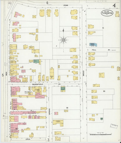 Sanborn Fire Insurance Map from Flemington, Hunterdon County, New Jersey (1902), Sheet #0004 - Complete Map Set gallery image, historic Sanborn map, vintage wall art, New Jersey New Jersey