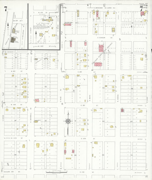 Sanborn Fire Insurance Map from Tulia, Swisher County, Texas (1936), Sheet #0007 - Historic Sanborn Fire Insurance Map Print, vintage old map wall art, antique decor, genealogy gift, Texas Texas map
