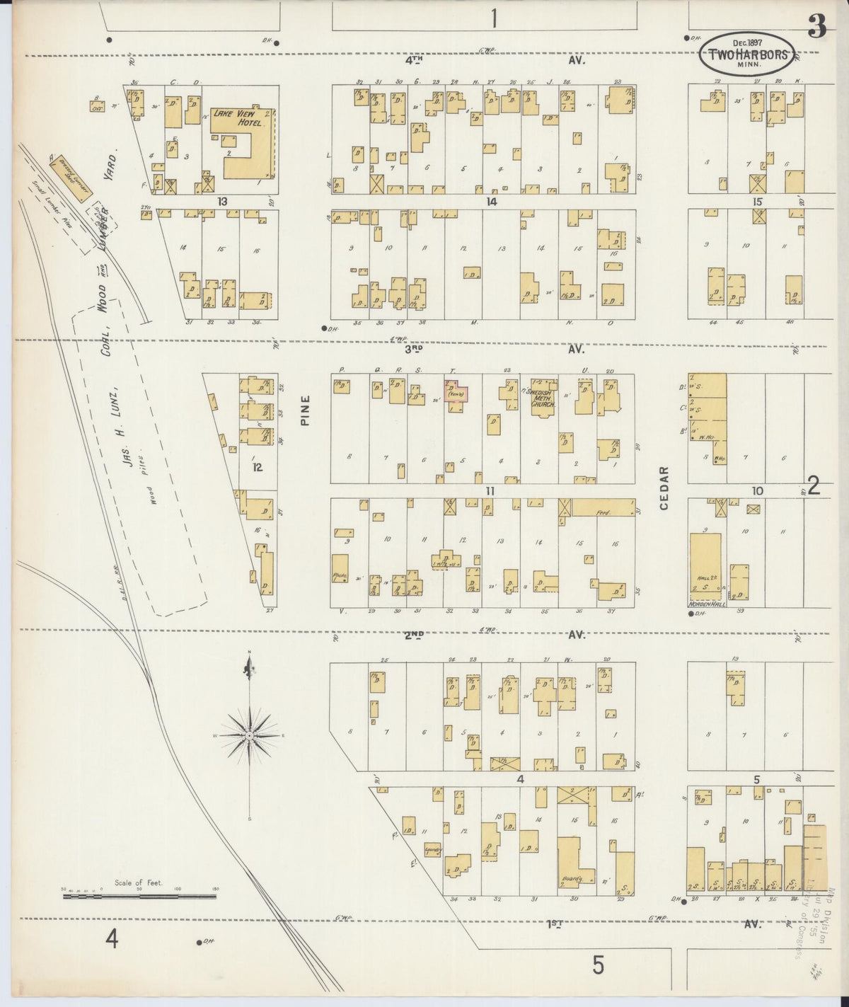 Sanborn Fire Insurance Map from Two Harbors, Lake County, Minnesota (1897), Sheet #0003 - Historic Sanborn Fire Insurance Map Print, vintage old map wall art, antique decor, genealogy gift, Minnesota Minnesota map