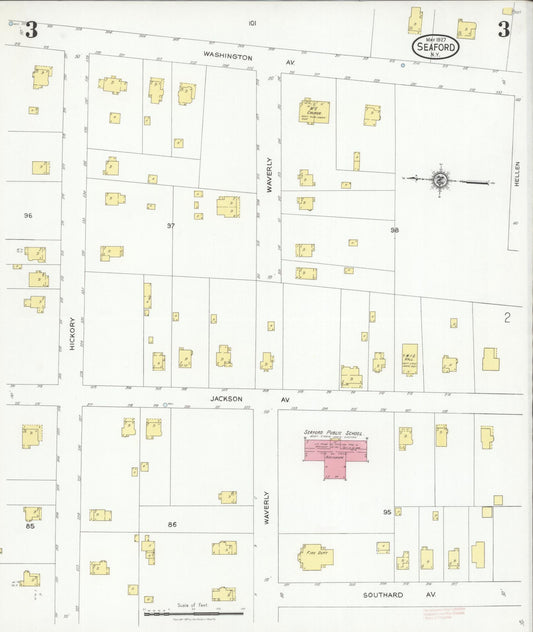 Sanborn Fire Insurance Map from Seaford, Nassau County, New York (1927), Sheet #0003 - Historic Sanborn Fire Insurance Map Print, vintage old map wall art, antique decor, genealogy gift, New York New York map