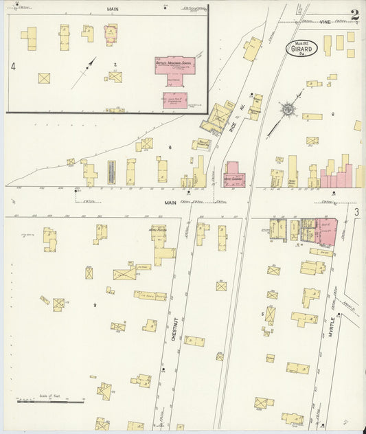 Sanborn Fire Insurance Map from Girard, Erie County, Pennsylvania (1912), Sheet #0002 - Historic Sanborn Fire Insurance Map Print, vintage old map wall art, antique decor, genealogy gift, Pennsylvania Pennsylvania map