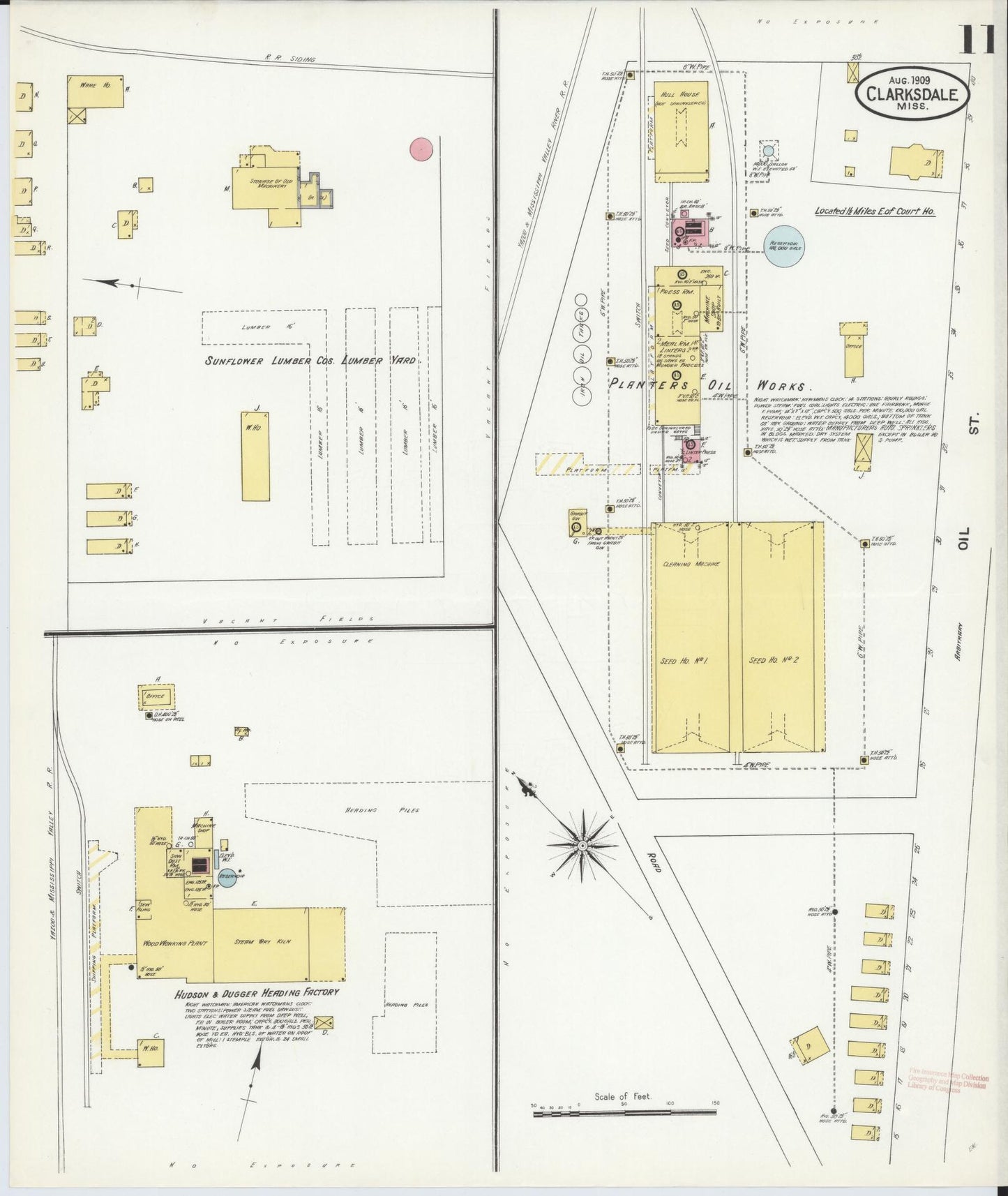 Sanborn Fire Insurance Map from Clarksdale, Coahoma County, Mississippi (1909), Sheet #0011 - Complete Map Set gallery image, historic Sanborn map, vintage wall art, Mississippi Mississippi