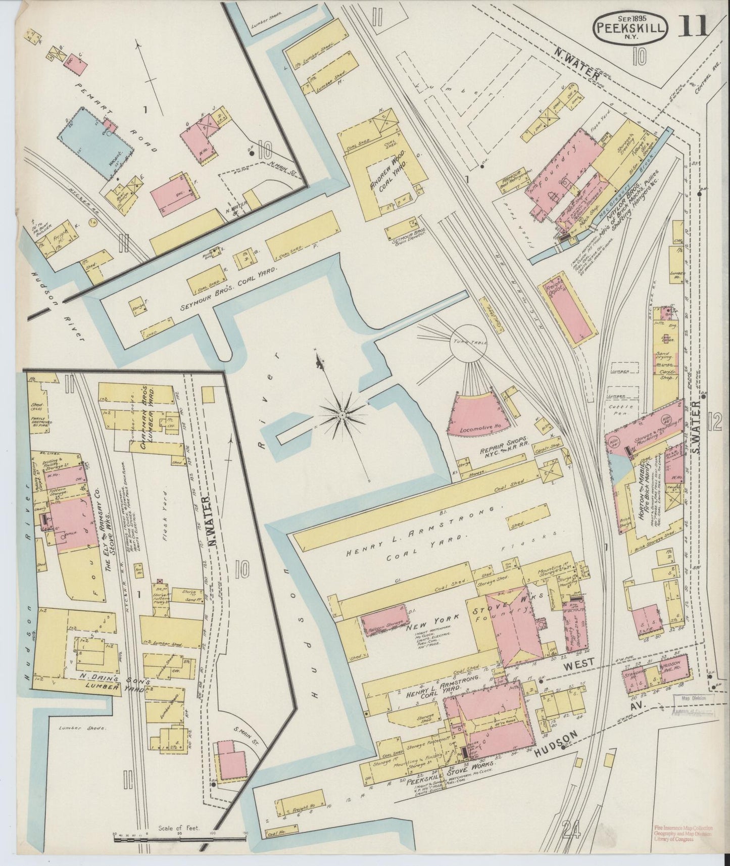 Sanborn Fire Insurance Map from Peekskill, Westchester County, New York (1895), Sheet #0011 - Complete Map Set gallery image, historic Sanborn map, vintage wall art, New York New York