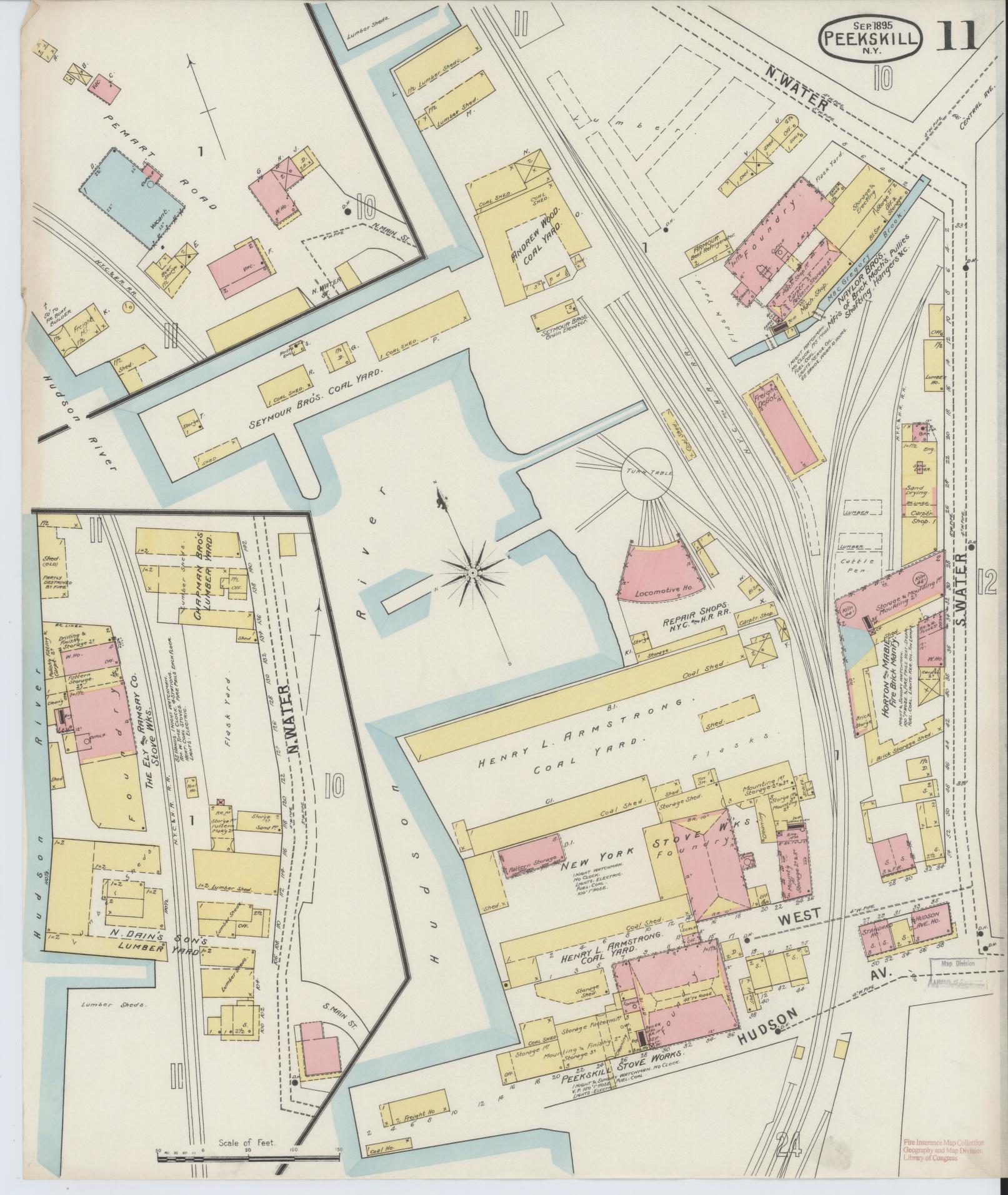 Sanborn Fire Insurance Map from Peekskill, Westchester County, New York (1895), Sheet #0011 - Complete Map Set gallery image, historic Sanborn map, vintage wall art, New York New York
