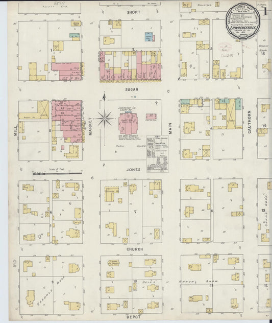 Sanborn Fire Insurance Map from Lawrenceville, Lawrence County, Illinois (1895), Sheet #0001 - Historic Sanborn Fire Insurance Map Print, vintage old map wall art, antique decor, genealogy gift, Illinois Illinois map
