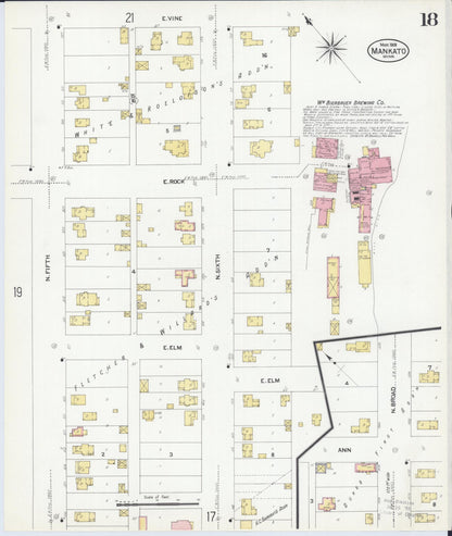 Sanborn Fire Insurance Map from Mankato, Blue Earth County, Minnesota (1908), Sheet #0018 - Complete Map Set gallery image, historic Sanborn map, vintage wall art, Minnesota Minnesota