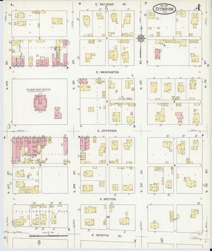 Sanborn Fire Insurance Map from Effingham, Effingham County, Illinois (1911), Sheet #0004 - Complete Map Set gallery image, historic Sanborn map, vintage wall art, Illinois Illinois