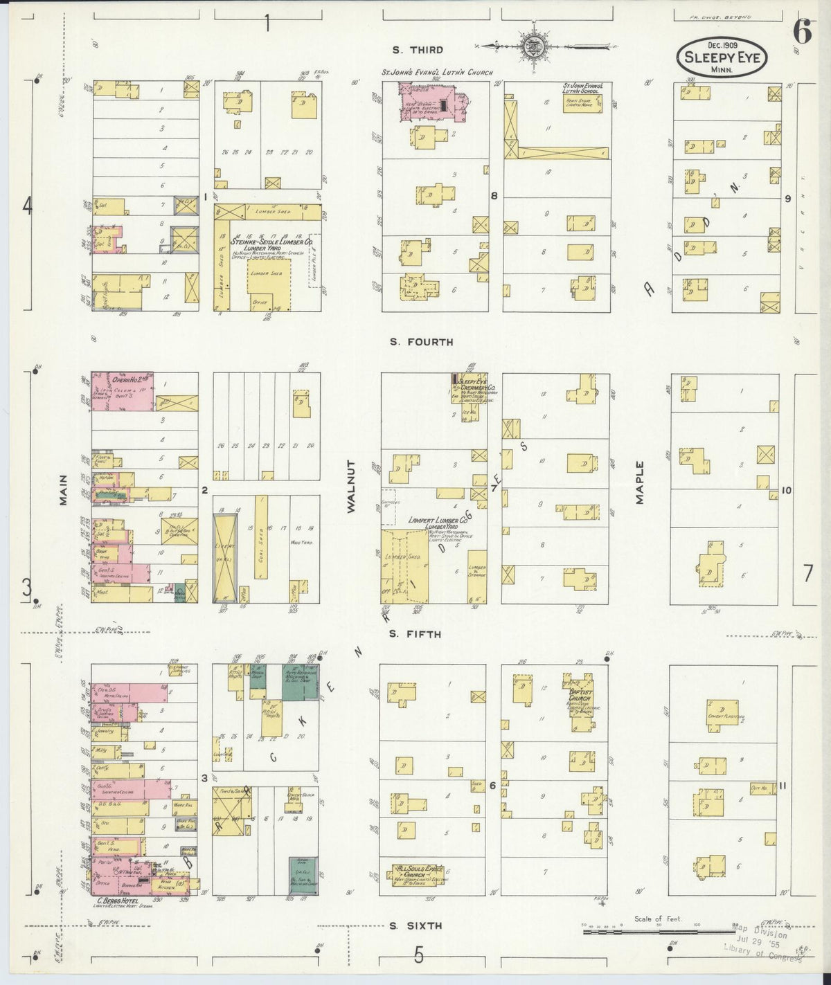 Sanborn Fire Insurance Map from Sleepy Eye, Brown County, Minnesota (1909), Sheet #0006 - Historic Sanborn Fire Insurance Map Print, vintage old map wall art, antique decor, genealogy gift, Minnesota Minnesota map