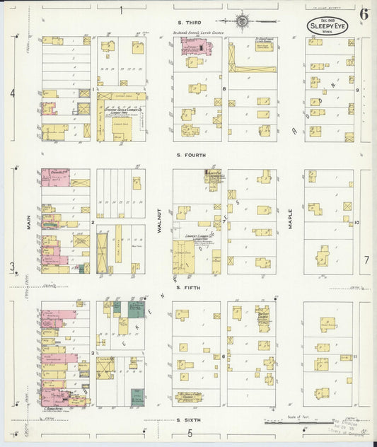 Sanborn Fire Insurance Map from Sleepy Eye, Brown County, Minnesota (1909), Sheet #0006 - Historic Sanborn Fire Insurance Map Print, vintage old map wall art, antique decor, genealogy gift, Minnesota Minnesota map
