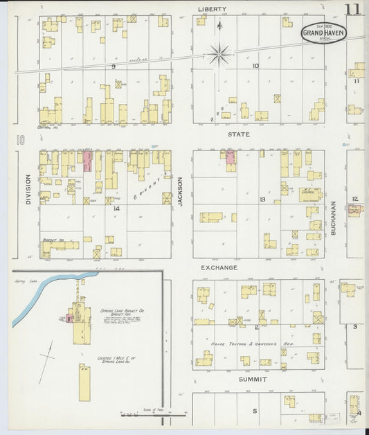 Sanborn Fire Insurance Map from Grand Haven, Ottawa County, Michigan (1892), Sheet #0011 - Historic Sanborn Fire Insurance Map Print, vintage old map wall art, antique decor, genealogy gift, Michigan Michigan map