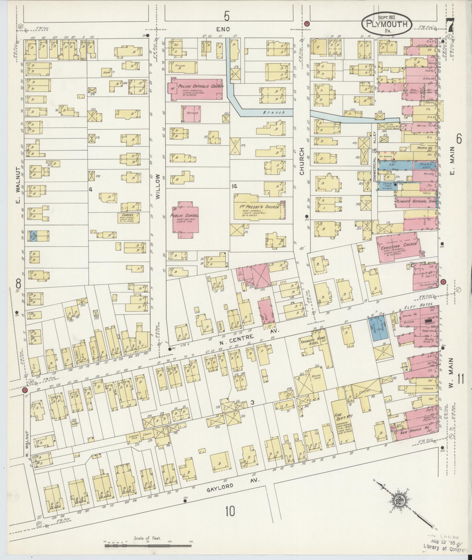Sanborn Fire Insurance Map from Plymouth, Luzerne County, Pennsylvania (1912), Sheet #0007 - Complete Map Set gallery image, historic Sanborn map, vintage wall art, Pennsylvania Pennsylvania