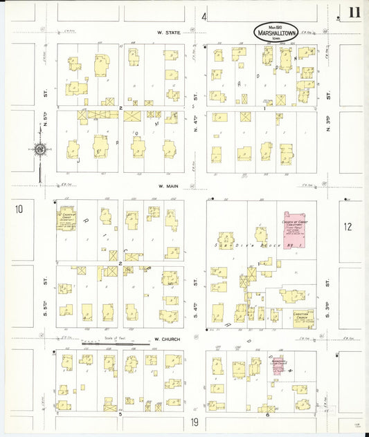 Sanborn Fire Insurance Map from Marshalltown, Marshall County, Iowa (1910), Sheet #0011 - Historic Sanborn Fire Insurance Map Print, vintage old map wall art