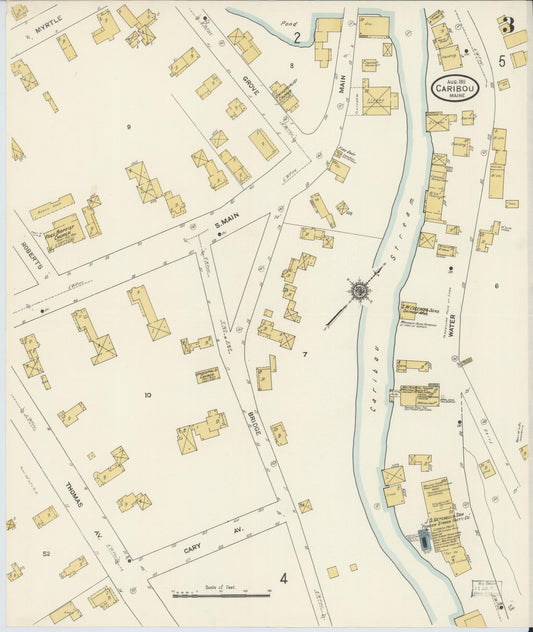Sanborn Fire Insurance Map from Caribou, Aroostook County, Maine (1911), Sheet #0003 - Historic Sanborn Fire Insurance Map Print, vintage old map wall art, antique decor, genealogy gift, Maine Maine map