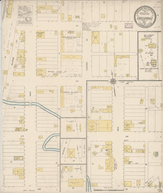 Sanborn Fire Insurance Map from Grassrange, Fergus County, Montana (1916), Sheet #0001 - Historic Sanborn Fire Insurance Map Print, vintage old map wall art, antique decor, genealogy gift, Montana Montana map