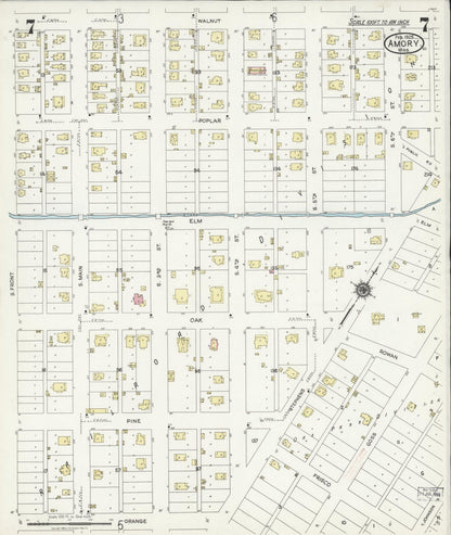 Sanborn Fire Insurance Map from Amory, Monroe County, Mississippi (1925), Sheet #0007 - Complete Map Set gallery image, historic Sanborn map, vintage wall art, Mississippi Mississippi