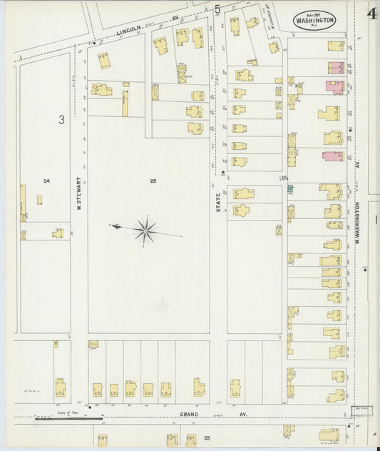 Sanborn Fire Insurance Map from Washington, Warren County, New Jersey (1897), Sheet #0004 - Historic Sanborn Fire Insurance Map Print, vintage old map wall art, antique decor, genealogy gift, New Jersey New Jersey map