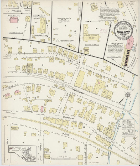 Sanborn Fire Insurance Map from Midland, Allegany County, Maryland (1915), Sheet #0001 - Historic Sanborn Fire Insurance Map Print, vintage old map wall art, antique decor, genealogy gift, Maryland Maryland map