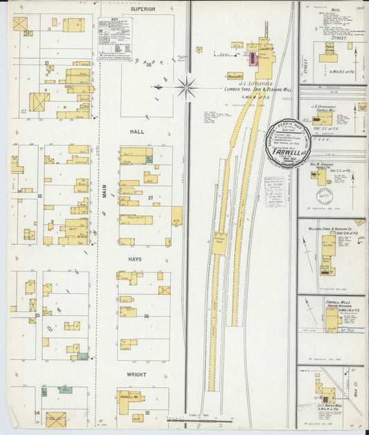 Sanborn Fire Insurance Map from Farwell, Clare County, Michigan (1900), Sheet #0001 - Historic Sanborn Fire Insurance Map Print, vintage old map wall art, antique decor, genealogy gift, Michigan Michigan map