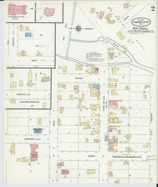 Sanborn Fire Insurance Map from Campbellsport, Fond du Lac County, Wisconsin (1910), Sheet #0002 - Historic Sanborn Fire Insurance Map Print, vintage old map wall art, antique decor, genealogy gift, Wisconsin Wisconsin map