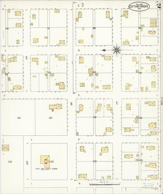 Sanborn Fire Insurance Map from Cottage Grove, Lane County, Oregon (1907), Sheet #0002 - Historic Sanborn Fire Insurance Map Print, vintage old map wall art, antique decor, genealogy gift, Oregon Oregon map