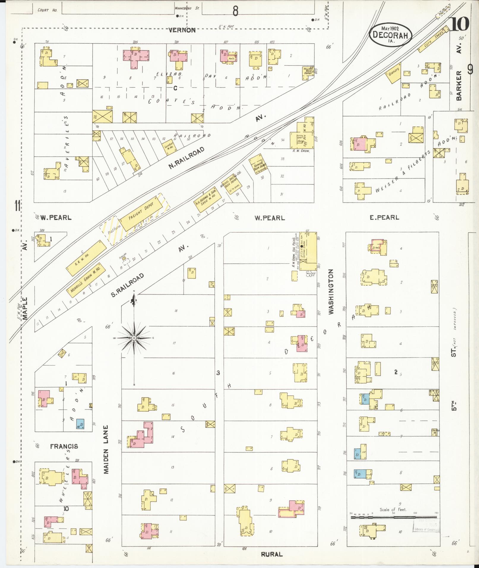 Sanborn Fire Insurance Map from Decorah, Winneshiek County, Iowa (1902), Sheet #0010 - Historic Sanborn Fire Insurance Map Print