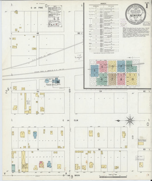 Sanborn Fire Insurance Map from Newkirk, Kay County, Oklahoma (1903), Sheet #0001 - Complete Map Set gallery image, historic Sanborn map, vintage wall art, Oklahoma Oklahoma
