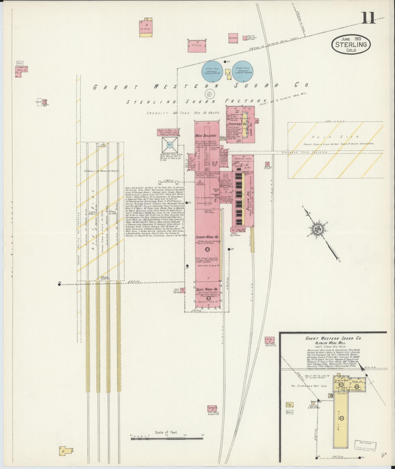 Sanborn Fire Insurance Map from Sterling, Logan County, Colorado (1913), Sheet #0011 - Historic Sanborn Fire Insurance Map Print, vintage old map wall art, antique decor, genealogy gift, Colorado Colorado map