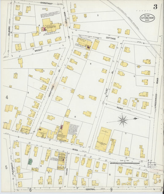 Sanborn Fire Insurance Map from Stoneham, Middlesex County, Massachusetts (1903), Sheet #0003 - Historic Sanborn Fire Insurance Map Print, vintage old map wall art, antique decor, genealogy gift, Massachusetts Massachusetts map