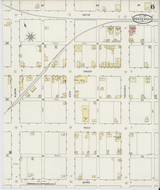 Sanborn Fire Insurance Map from Houtzdale, Clearfield County, Pennsylvania (1894), Sheet #0006 - Historic Sanborn Fire Insurance Map Print, vintage old map wall art, antique decor, genealogy gift, Pennsylvania Pennsylvania map
