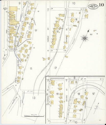 Sanborn Fire Insurance Map from Park City, Summit County, Utah (1907), Sheet #0010 - Complete Map Set gallery image, historic Sanborn map, vintage wall art, Utah Utah