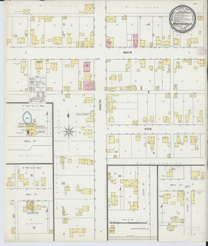 Sanborn Fire Insurance Map from Martinsville, Clinton County, Ohio (1895), Sheet #0001 - Historic Sanborn Fire Insurance Map Print, vintage old map wall art, antique decor, genealogy gift, Ohio Ohio map