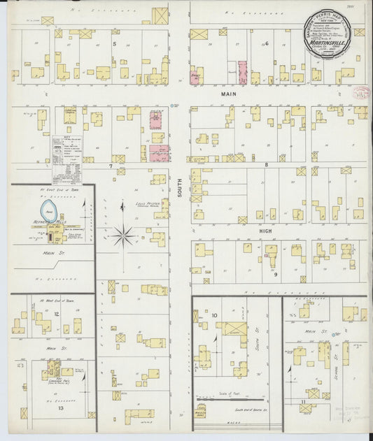 Sanborn Fire Insurance Map from Martinsville, Clinton County, Ohio (1895), Sheet #0001 - Historic Sanborn Fire Insurance Map Print, vintage old map wall art, antique decor, genealogy gift, Ohio Ohio map