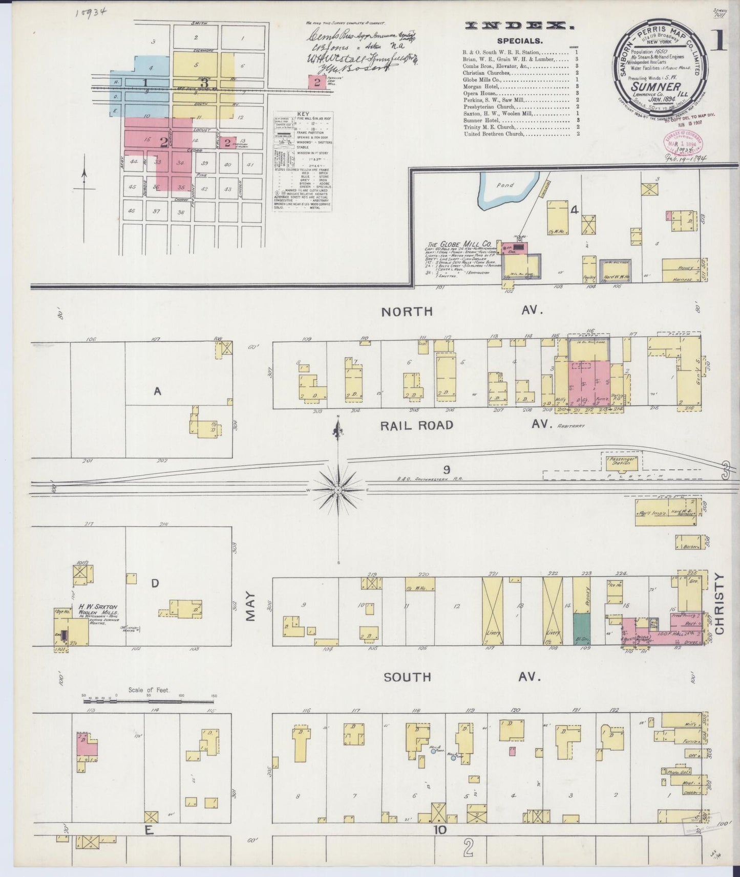 Sanborn Fire Insurance Map from Sumner, Lawrence County, Illinois (1894), Sheet #0001 - Complete Map Set gallery image, historic Sanborn map, vintage wall art, Illinois Illinois