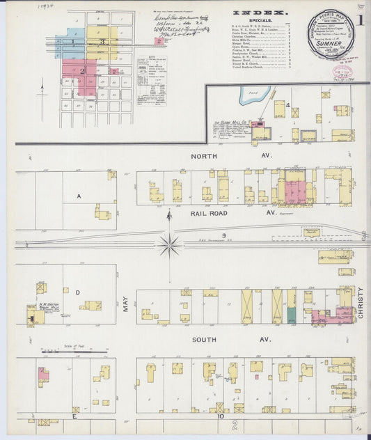 Sanborn Fire Insurance Map from Sumner, Lawrence County, Illinois (1894), Sheet #0001 - Complete Map Set gallery image, historic Sanborn map, vintage wall art, Illinois Illinois