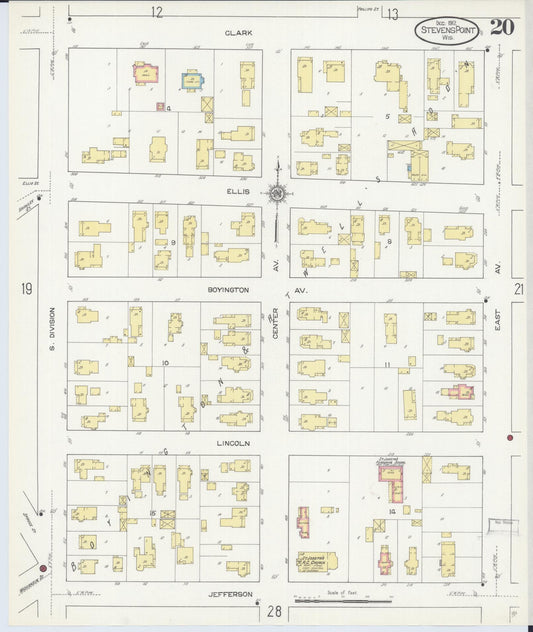 Sanborn Fire Insurance Map from Stevens Point, Portage County, Wisconsin (1912), Sheet #0020 - Historic Sanborn Fire Insurance Map Print, vintage old map wall art, antique decor, genealogy gift, Wisconsin Wisconsin map