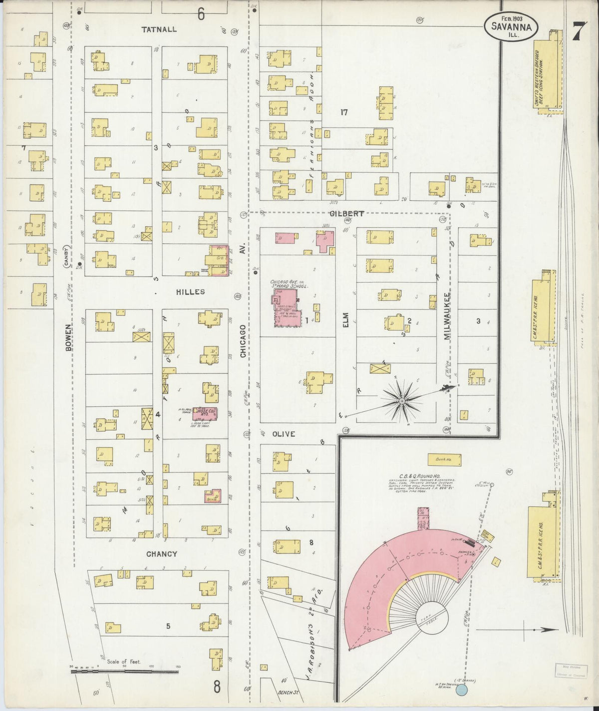 Sanborn Fire Insurance Map from Savanna, Carroll County, Illinois (1903), Sheet #0007 - Historic Sanborn Fire Insurance Map Print, vintage old map wall art, antique decor, genealogy gift, Illinois Illinois map