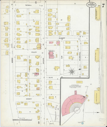 Sanborn Fire Insurance Map from Savanna, Carroll County, Illinois (1903), Sheet #0007 - Historic Sanborn Fire Insurance Map Print, vintage old map wall art, antique decor, genealogy gift, Illinois Illinois map