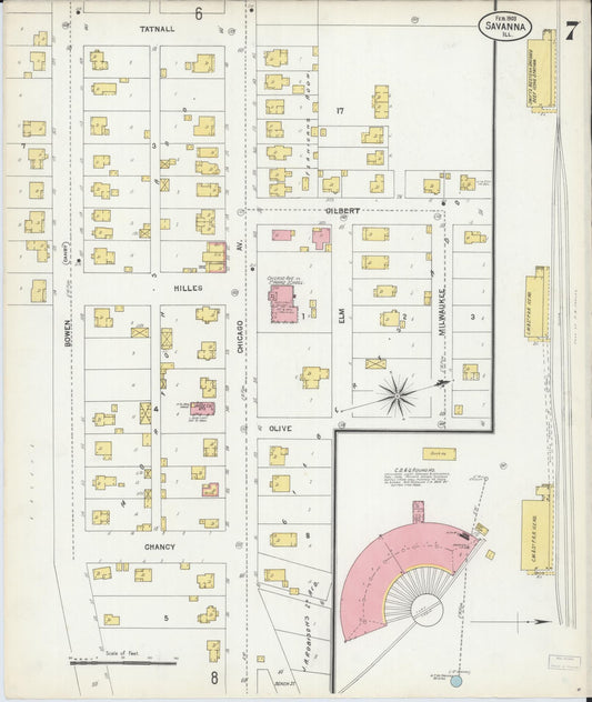 Sanborn Fire Insurance Map from Savanna, Carroll County, Illinois (1903), Sheet #0007 - Historic Sanborn Fire Insurance Map Print, vintage old map wall art, antique decor, genealogy gift, Illinois Illinois map