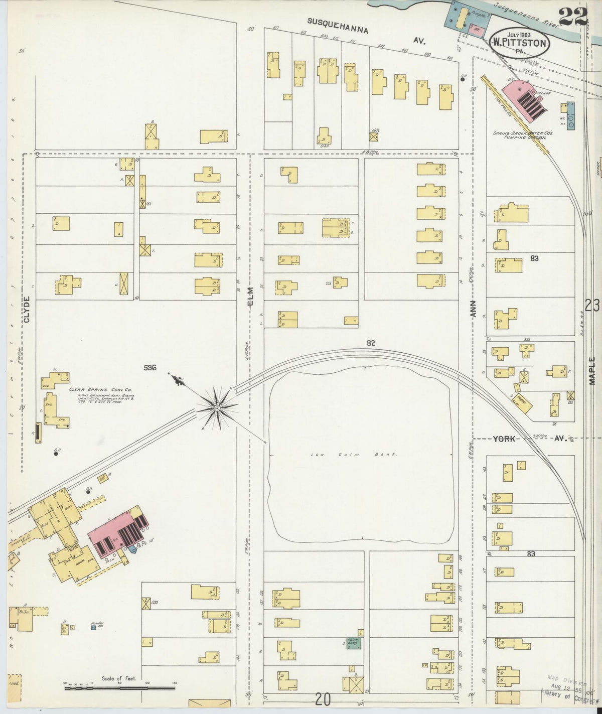 Sanborn Fire Insurance Map from Pittston, Luzerne County, Pennsylvania (1903), Sheet #0022 - Historic Sanborn Fire Insurance Map Print, vintage old map wall art, antique decor, genealogy gift, Pennsylvania Pennsylvania map