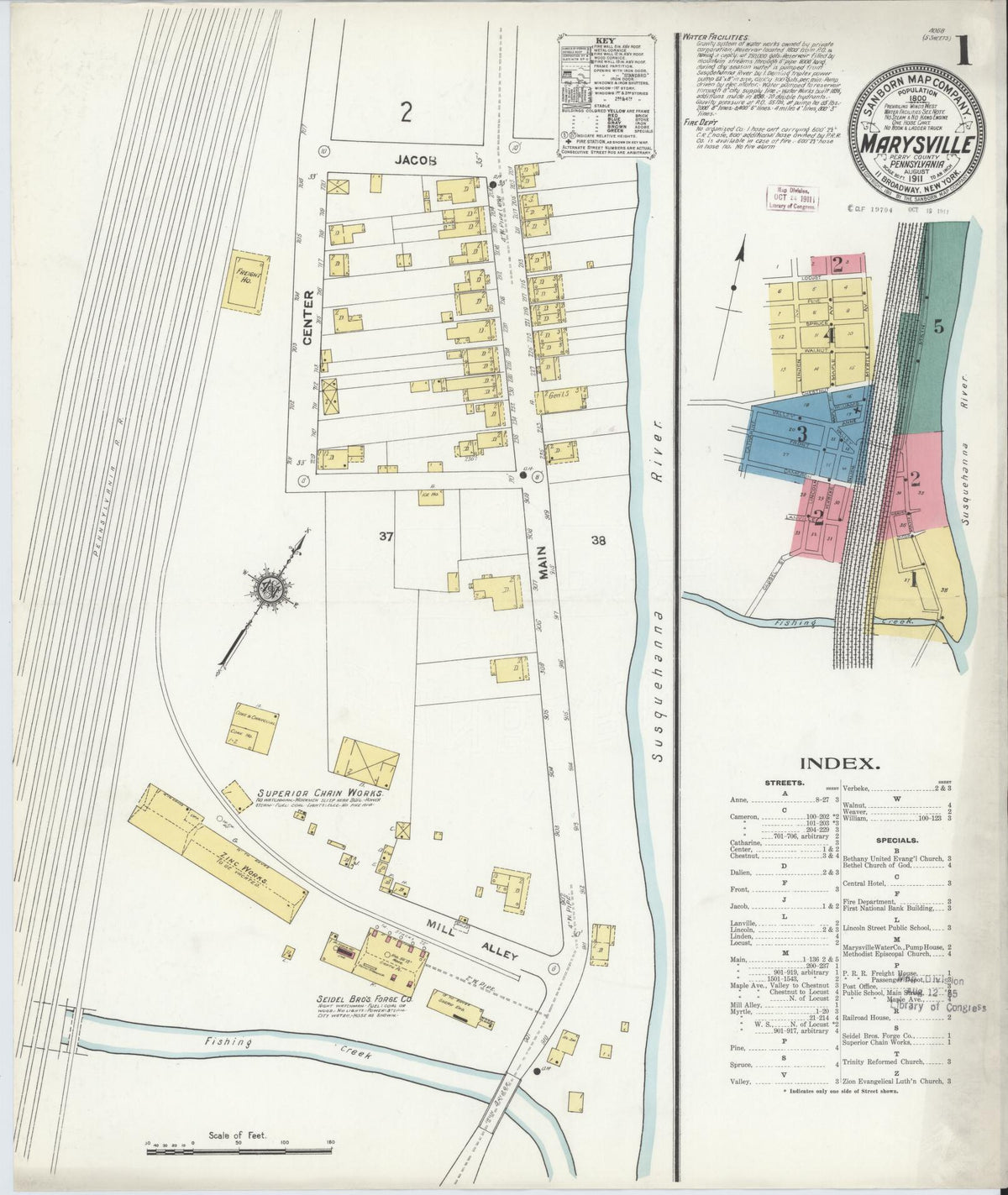 Sanborn Fire Insurance Map from Marysville, Perry County, Pennsylvania (1911), Sheet #0001 - Complete Map Set gallery image, historic Sanborn map, vintage wall art, Pennsylvania Pennsylvania