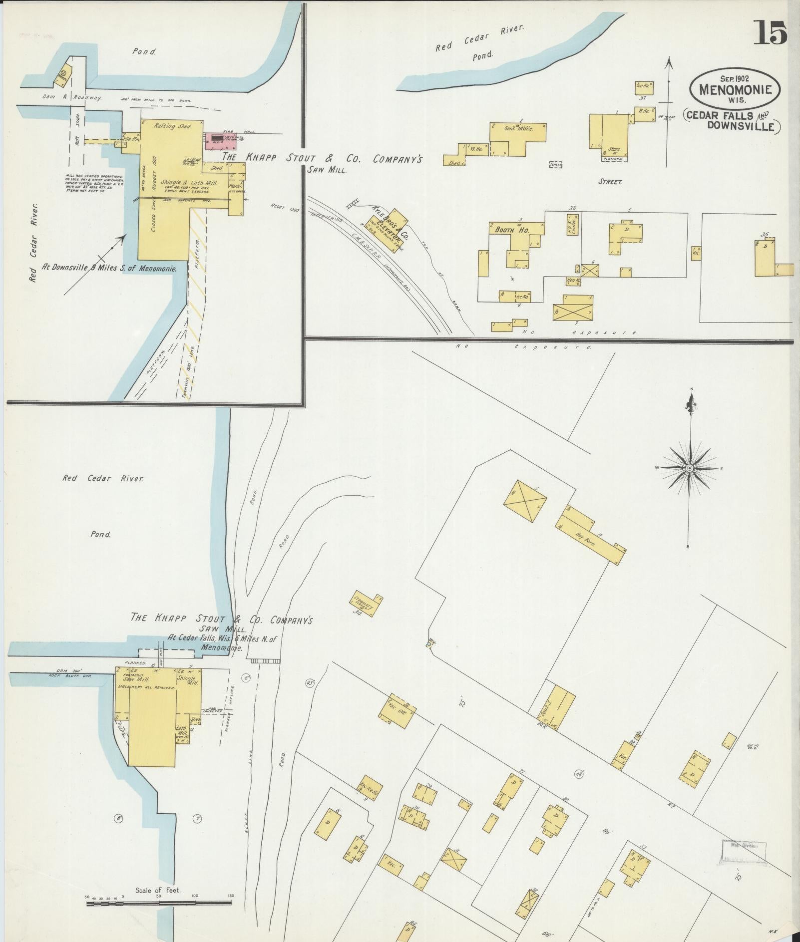 Sanborn Fire Insurance Map from Menomonie, Dunn County, Wisconsin (1902), Sheet #0015 - Complete Map Set gallery image, historic Sanborn map, vintage wall art, Wisconsin Wisconsin