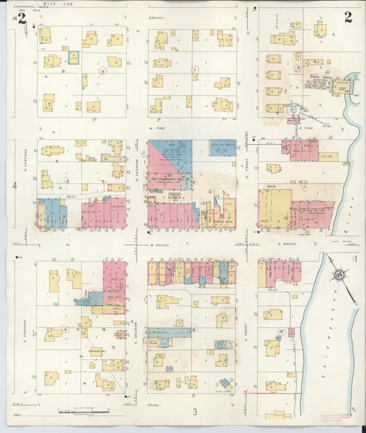 Sanborn Fire Insurance Map from Chesaning, Saginaw County, Michigan (1944), Sheet #0002 - Historic Sanborn Fire Insurance Map Print, vintage old map wall art, antique decor, genealogy gift, Michigan Michigan map