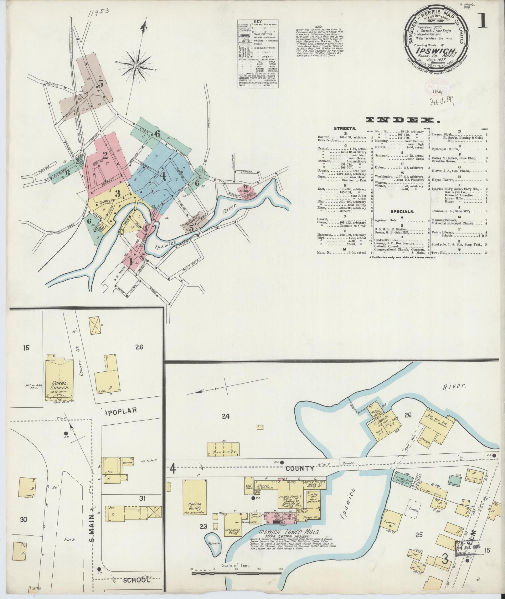 Sanborn Fire Insurance Map from Ipswich, Essex County, Massachusetts. (1897) – Historic Sanborn Fire Insurance Map Print