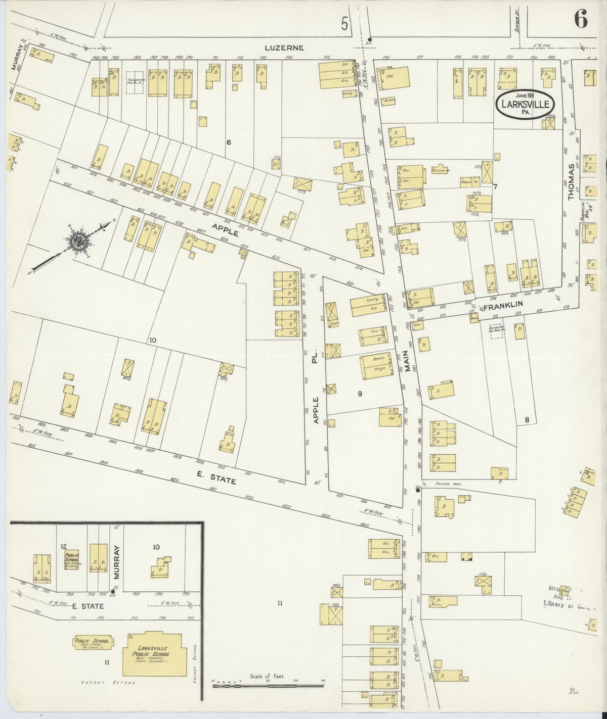 Sanborn Fire Insurance Map from Larksville, Luzerne County, Pennsylvania (1911), Sheet #0006 - Complete Map Set gallery image, historic Sanborn map, vintage wall art, Pennsylvania Pennsylvania