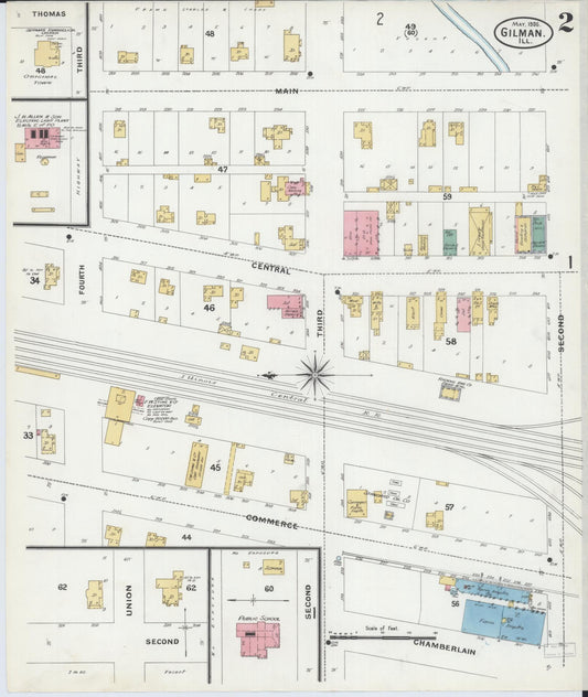 Sanborn Fire Insurance Map from Gilman, Iroquois County, Illinois (1906), Sheet #0002 - Historic Sanborn Fire Insurance Map Print, vintage old map wall art, antique decor, genealogy gift, Illinois Illinois map