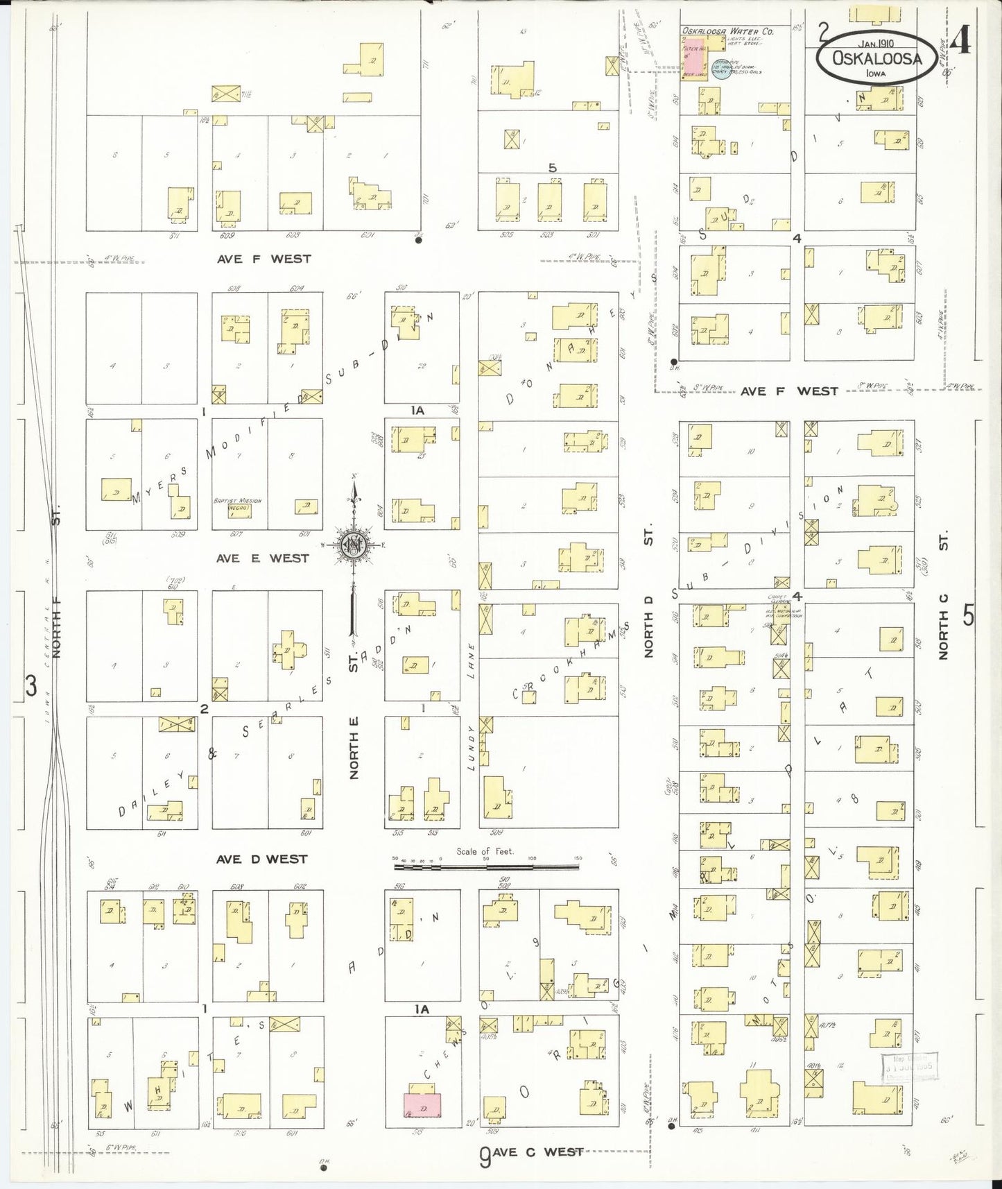 Sanborn Fire Insurance Map from Oskaloosa, Mahaska County, Iowa (1910), Sheet #0004 - Historic Sanborn Fire Insurance Map Print