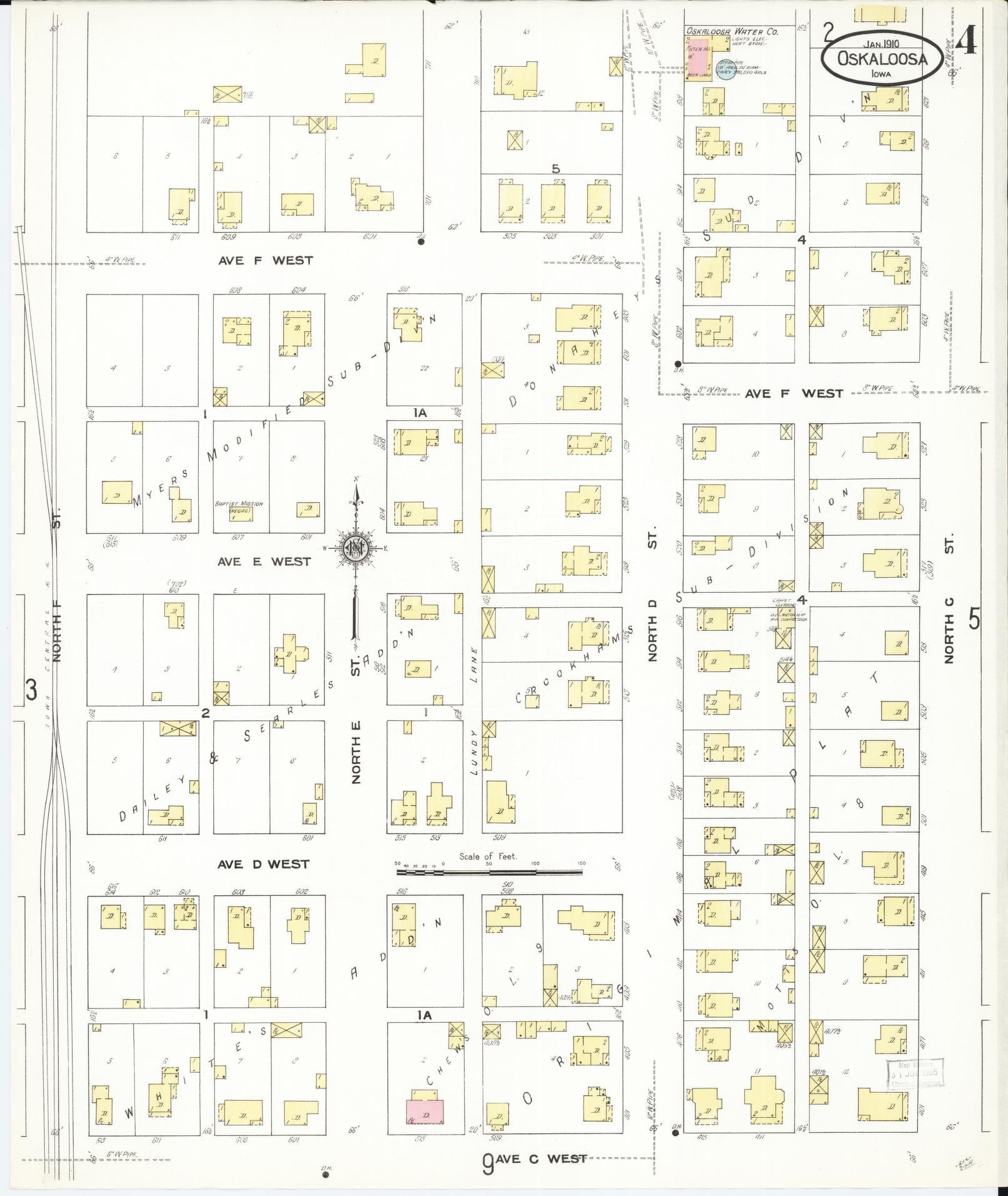Sanborn Fire Insurance Map from Oskaloosa, Mahaska County, Iowa (1910), Sheet #0004 - Historic Sanborn Fire Insurance Map Print