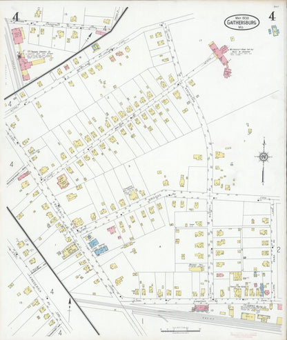 Sanborn Fire Insurance Map from Gaithersburg, Montgomery County, Maryland (1930), Sheet #0004 - Complete Map Set gallery image, historic Sanborn map, vintage wall art, Maryland Maryland